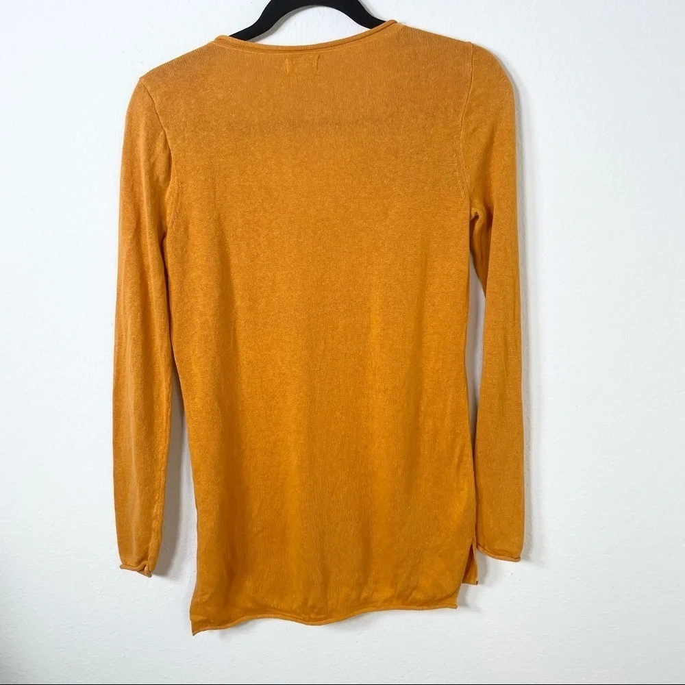 J. Crew Linen Blend V-Neck Mustard Yellow Sweater